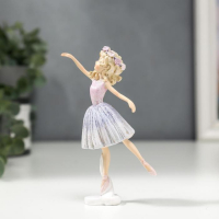 Сувенир полистоун "Балерина с кудрями, в розово-сиреневом платье" 13х3,5х6,5 см
