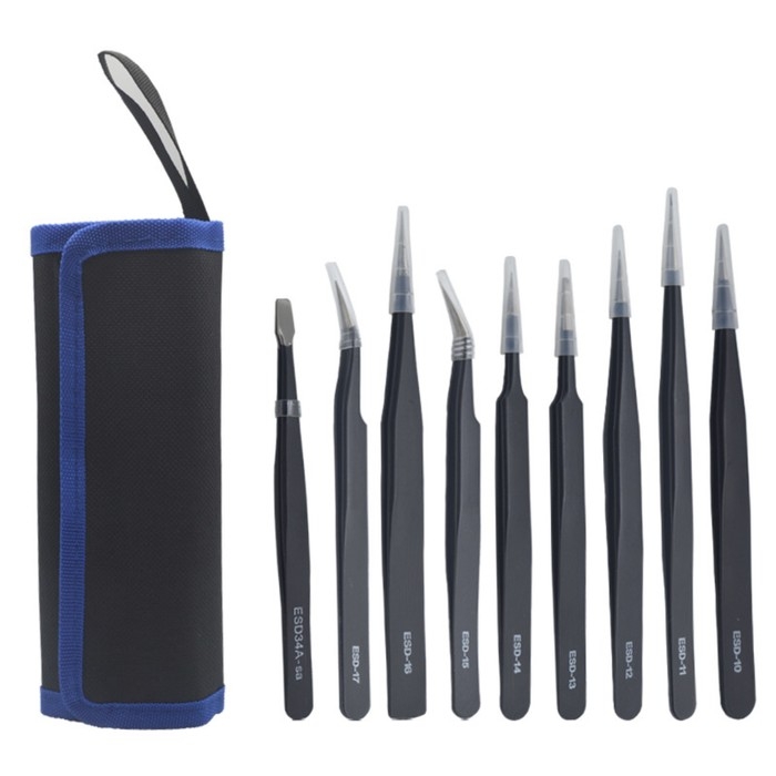 Пинцет для ремонта часов, 9 штук, антистатический Пинцет для ремонта часов, 9 штук, антистатический