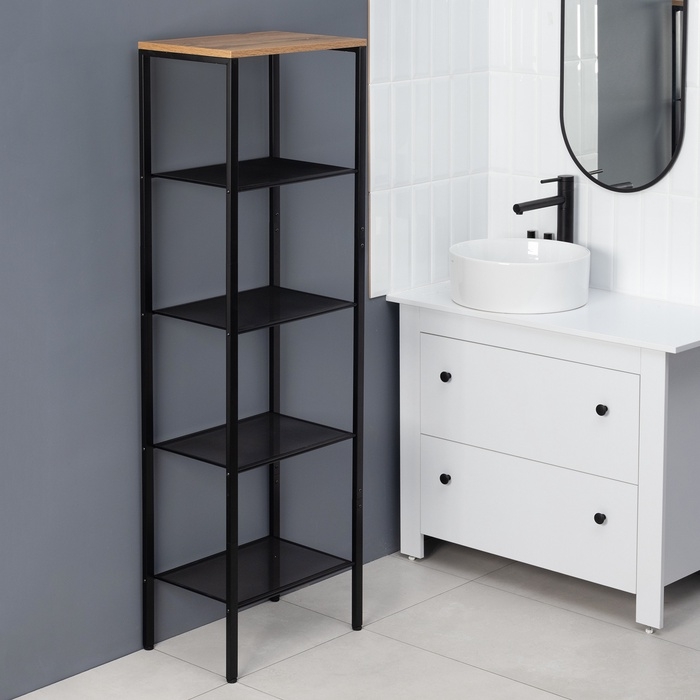 Стеллаж «Торонто 15», 47×30×146,5 см, цвет чёрный Стеллаж «Торонто 15», 47×30×146,5 см, цвет чёрный