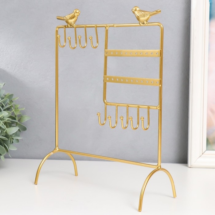Сувенир металл подставка для украшений "Две птички" золото 20х10х26 см