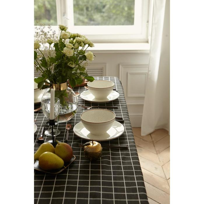 Скатерть Доляна "Клетка"цв.черный 145х200&plusmn;3см,100%пэ, рогожка 130 гр/м