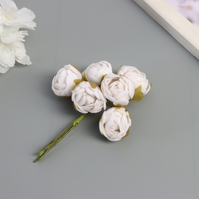 Декор для творчества Декор для творчества "Пионы" белый (1 набор=1 букет) в букете 6 шт 2,5х10,5 см