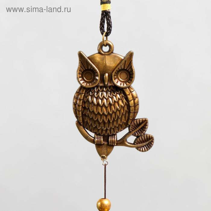 Музыка ветра металл "Филин на ветке" 6 колокольчиков 60 см