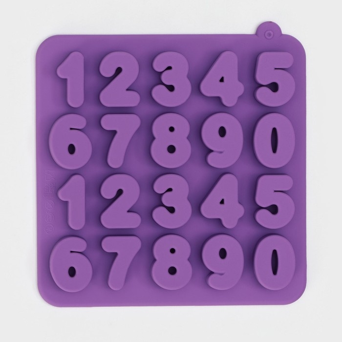 Форма для кондитерских украшений Доляна «Цифры», силикон, 16×16×2 см, 20 ячеек (2,9×2,2 см), цвет МИКС Форма для кондитерских украшений Доляна «Цифры», силикон, 16×16×2 см, 20 ячеек (2,9×2,2 см), цвет МИКС