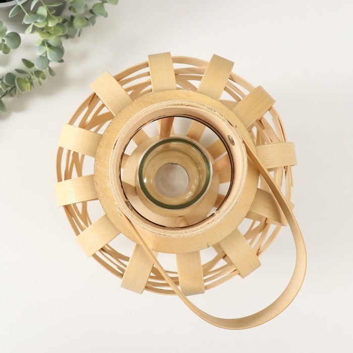 Подсвечник бамбук Подсвечник бамбук "Фонарик. Плетёный узор" 33х23,5х23,5 см