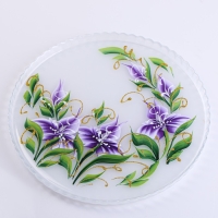 Набор для сока с подносом "Ирис" художественная роспись, 6 стаканов 1250/200 мл, белый матов Набор для сока с подносом "Ирис" художественная роспись, 6 стаканов 1250/200 мл, белый матов