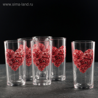 Набор стеклянных стаканов &laquo;Цветочное сердце&raquo;, 230 мл, 6 шт, рисунок МИКС