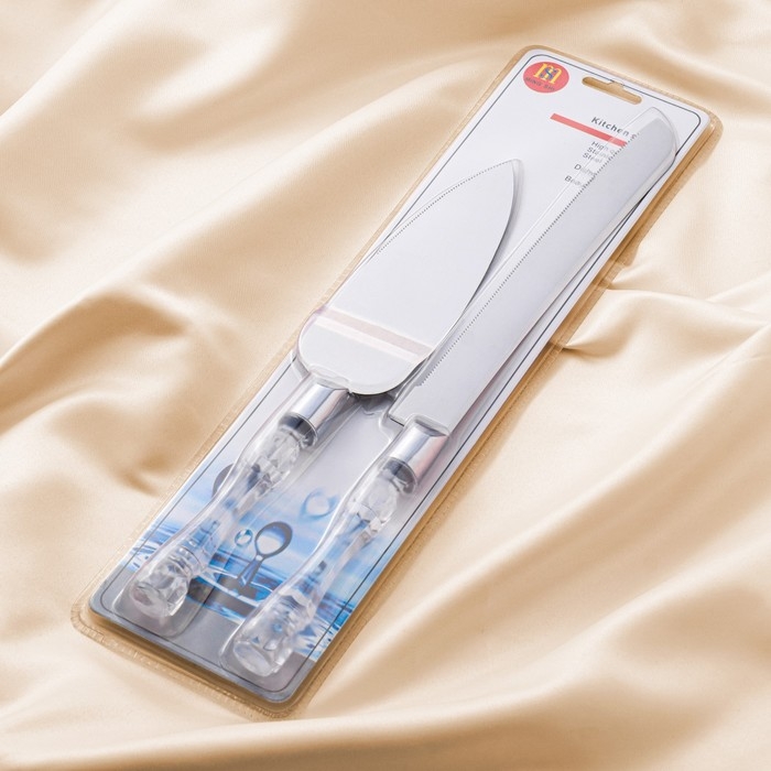 Набор свадебный для торта: нож и лопатка Набор свадебный для торта: нож и лопатка