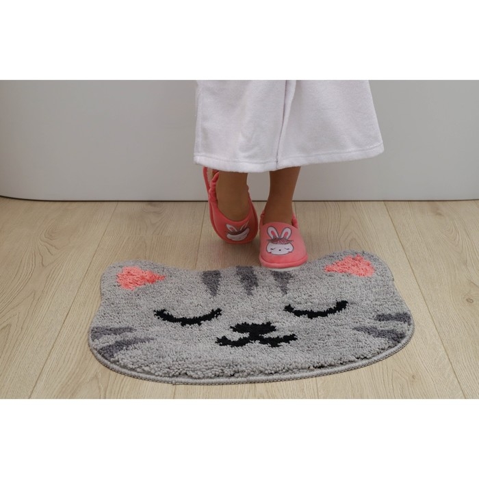 Коврик для дома Доляна «Кот», 50×40 см, цвет серый Коврик для дома Доляна «Кот», 50×40 см, цвет серый