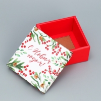 Коробка подарочная новогодняя складная &laquo;Новогодние веточки &raquo;, 12 х 12 х 6.5 см, Новый год