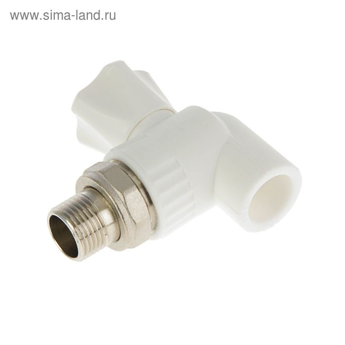 Кран шаровой для радиатора VALFEX, полипропиленовый, угловой, d=20 мм х 1/2"