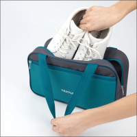 Сумка для обуви на молнии, наружный карман, TEXTURA, цвет серый/бирюзовый Сумка для обуви на молнии, наружный карман, TEXTURA, цвет серый/бирюзовый