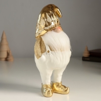 Сувенир полистоун "Гном в белых штанах, золотом свитере и колпаке" 11х9х23 см