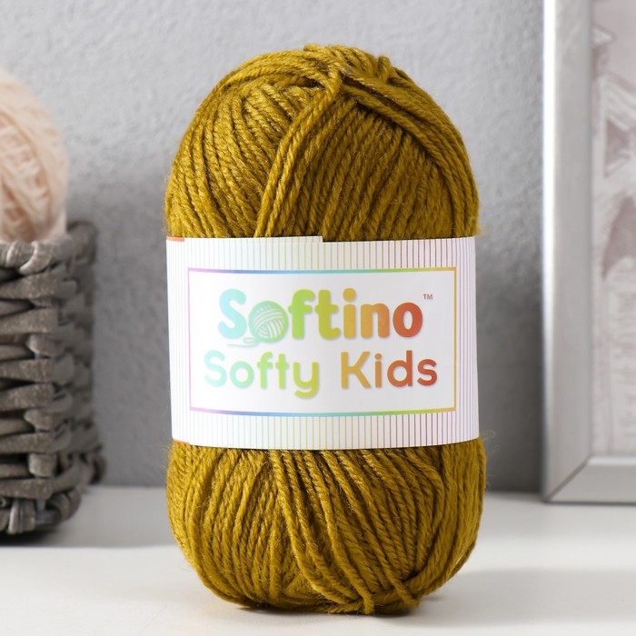 Пряжа 100% акрил "Softy Kids" 90м &plusmn;5м 50 гр цвет 38 коричнево-оливковый