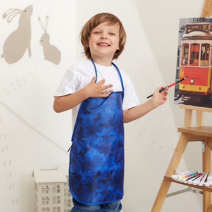 Фартук детский Этель &laquo;Синий милитари&raquo;, 49 х 39 см