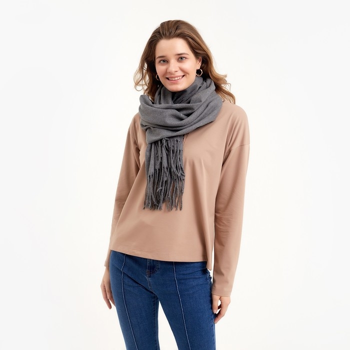 Палантин женский MINAKU однотонный цв. серый, размер 68*180 см Палантин женский MINAKU однотонный цв. серый, размер 68*180 см