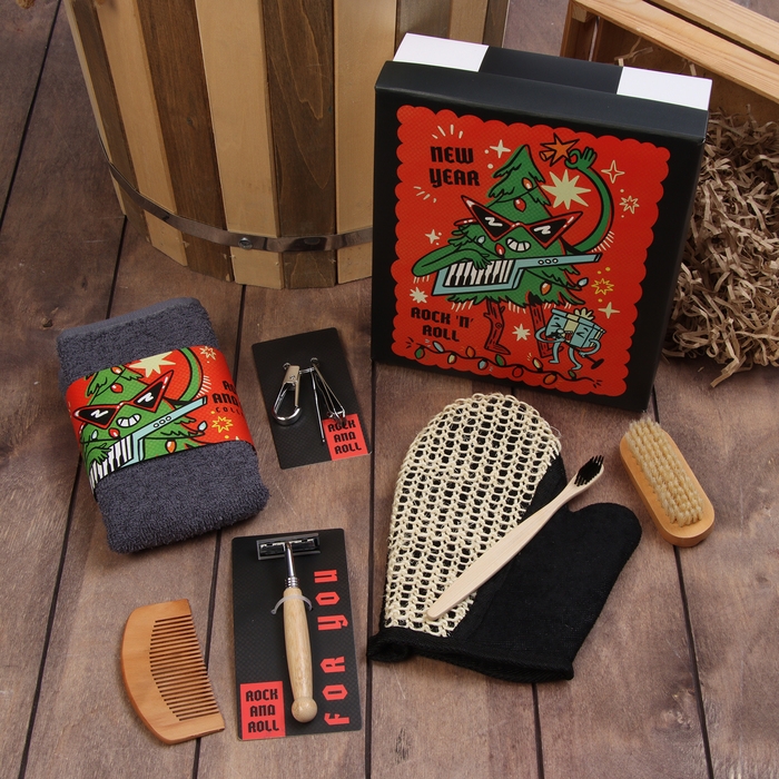 Набор подарочный "Крутая ёлка" полотенце и акс (7 предм)