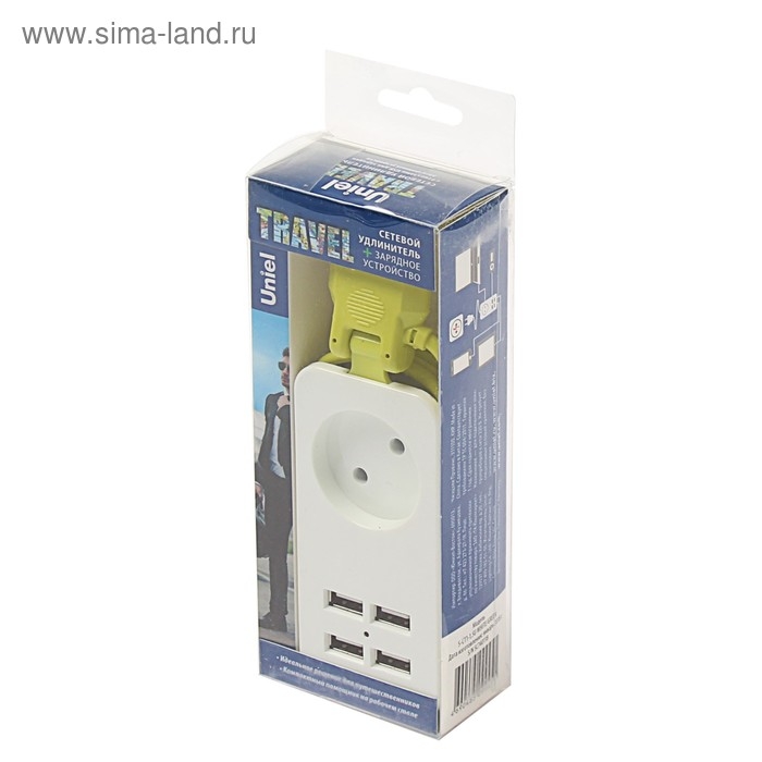 Удлинитель Uniel, 1 розетка, 1.5 м, без з/к, 4 USB (2.1 A) Удлинитель Uniel, 1 розетка, 1.5 м, без з/к, 4 USB (2.1 A)