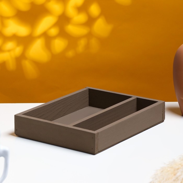 Кашпо деревянное 25.5&times;20&times;4.5 см "Макарунас", коричневый Дарим Красиво