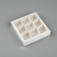 Коробка под 9 конфет с ячейками &laquo;Белая&raquo;, 14.5 х 14.5 х 3 см