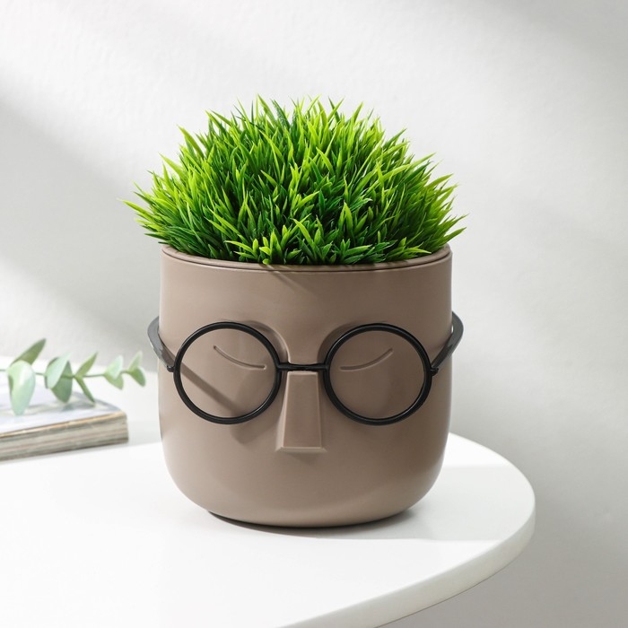 Кашпо для цветов со вставкой &laquo;Стив&raquo;, 650 мл, d=11,5 см, h=10,5 см, цвет французский серый