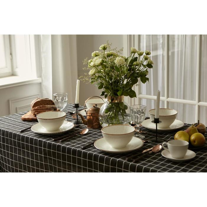 Скатерть Доляна "Клетка"цв.черный 145х200&plusmn;3см,100%пэ, рогожка 130 гр/м