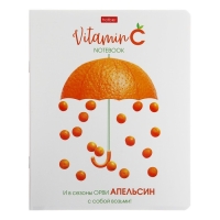 Тетрадь А5, 48 листов клетка Vitamin C, обложка мелованный картон, выборочный лак, скругленые углы, блок 65 г/м2, 5 видов МИКС