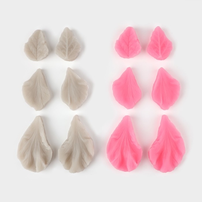 Набор молдов &laquo;Лепесточки&raquo;, силикон, 3 пары, цвет МИКС