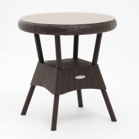 Стол "RATTAN Ola Dom" круглый со стеклом, коричневый, 70 х 70 х 72 см Стол "RATTAN Ola Dom" круглый со стеклом, коричневый, 70 х 70 х 72 см
