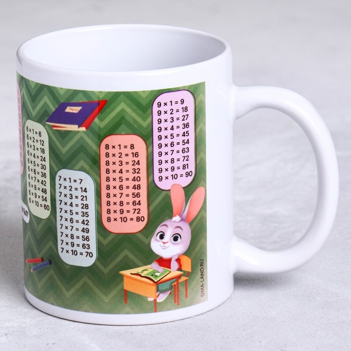 Кружка &laquo;Таблица умножения&raquo; сова, зеленый фон, 320 мл