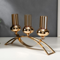 Подсвечник металл, стекло на 3 свечи "Зеркало души" золото 22,5х41,5х8,5 см Подсвечник металл, стекло на 3 свечи "Зеркало души" золото 22,5х41,5х8,5 см