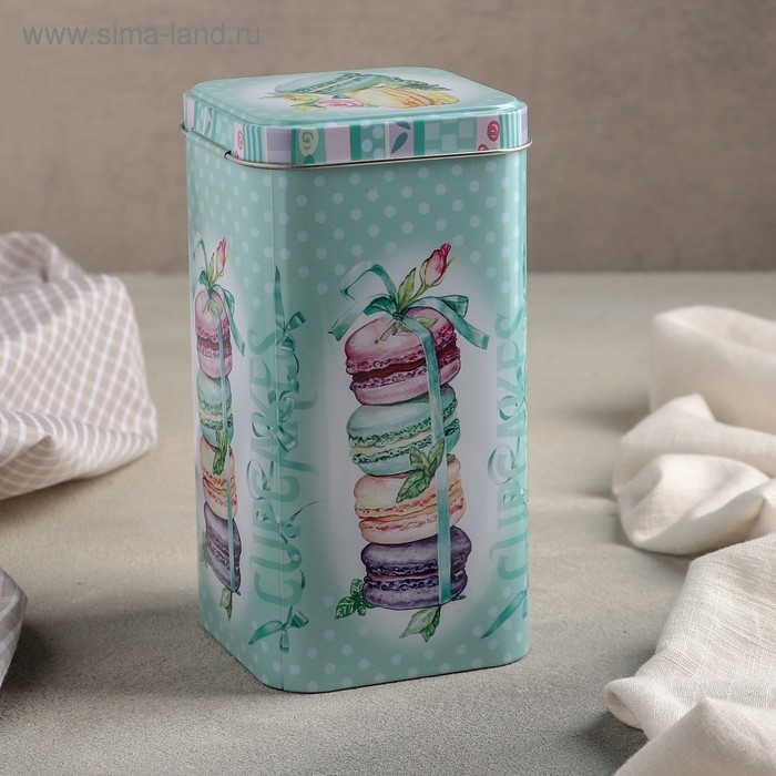 Банка с крышкой для сыпучих продуктов &laquo;Десерт мятный&raquo;, 1,4 л, 9&times;17 см, прямоугольная, цвет бирюзовый