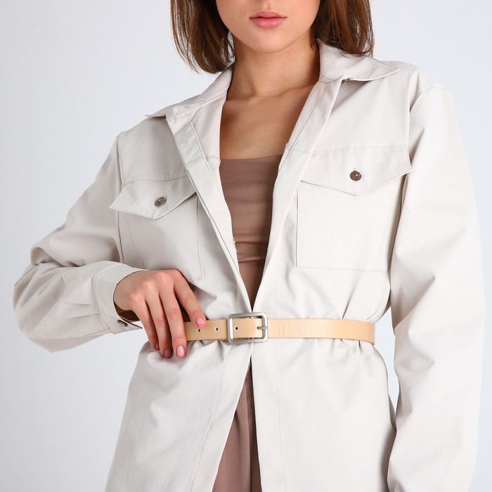 Ремень женский, ширина 2,4 см, винт, пряжка металл, цвет бежевый