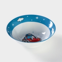 Тарелка керамическая глубокая Доляна &laquo;Машинка&raquo;, 400 мл, d=15 см, цвет белый