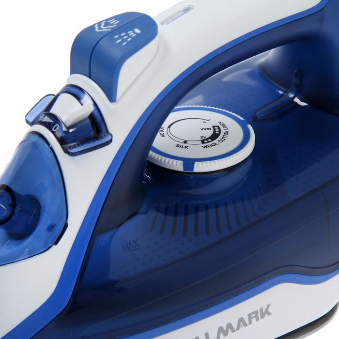 Утюг WILLMARK SI-2267CB, 2200 Вт, антипригарная подошва, 20 г/мин, 210 мл, сине-белый Утюг WILLMARK SI-2267CB, 2200 Вт, антипригарная подошва, 20 г/мин, 210 мл, сине-белый