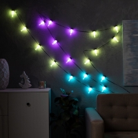 Умная гирлянда «Нить» 6 м с насадками «Лампочки», IP20, тёмная нить, 20 LED, свечение RGB, USB Умная гирлянда «Нить» 6 м с насадками «Лампочки», IP20, тёмная нить, 20 LED, свечение RGB, USB