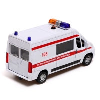 Машина металлическая &laquo;Citroen Jumper. Скорая&raquo;, 14 см, световые и звуковые эффекты, открываются двери, инерция, цвет белый
