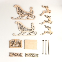 Сувенир "Сани" 18х10х11 см Олень 9,5 х 8 см (набор 12 деталей)