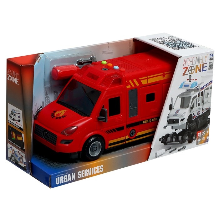 Конструктор винтовой &laquo;Пожарный фургон&raquo;, свет, звук, инерция, 50 деталей