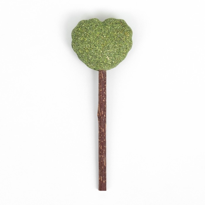 Игрушка для кошек из кошачьей мяты Игрушка для кошек из кошачьей мяты "Сердце" на палочке из мататаби, 13 см