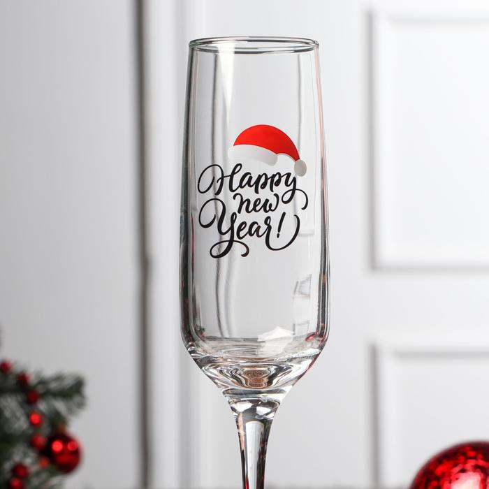 Бокал для шампанского «Хэппи Нью», 200 мл, деколь Бокал для шампанского «Хэппи Нью», 200 мл, деколь