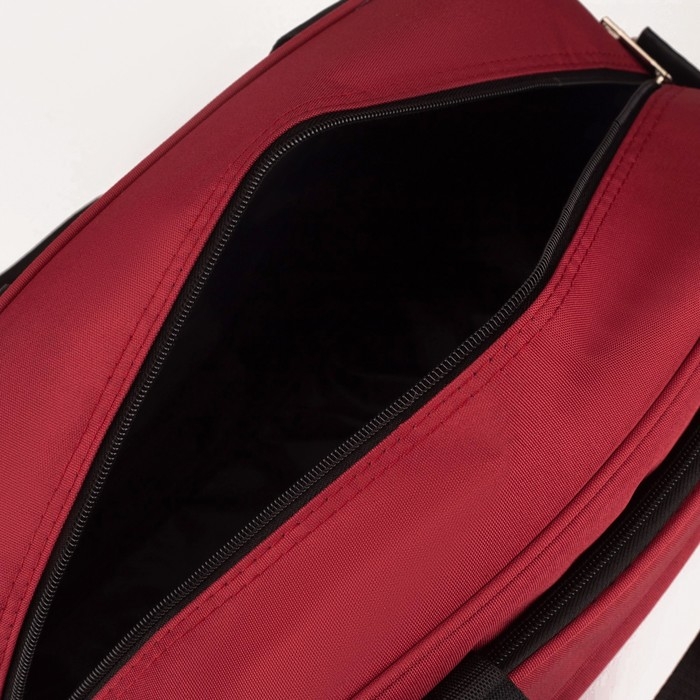 Сумка дорожная на молнии, 2 наружных кармана, держатель для чемодана, длинный ремень, цвет бордовый Сумка дорожная на молнии, 2 наружных кармана, держатель для чемодана, длинный ремень, цвет бордовый