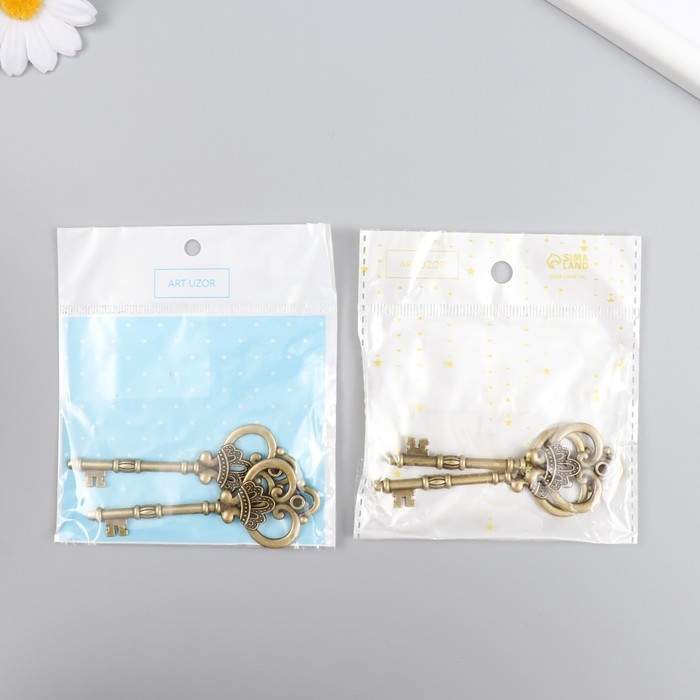 Декор металл для творчества Декор металл для творчества "Ключ с короной" под латунь (G0111) 8х3 см