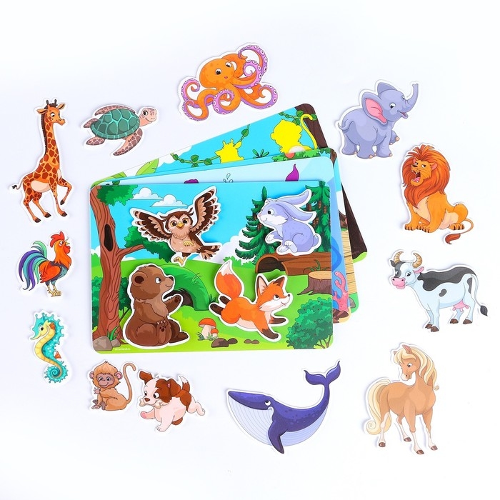 Развивающая игра на липучках &laquo;Изучаем животных. Кто  где живет?&raquo;&lrm;