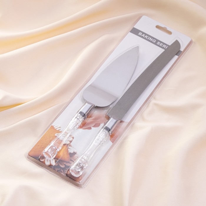 Набор свадебный для торта: нож и лопатка Набор свадебный для торта: нож и лопатка