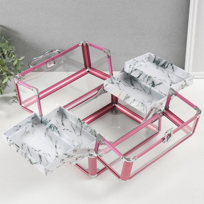 Шкатулка пластик металлокаркас Шкатулка пластик металлокаркас "Розовый металлик" 18х25х18 см