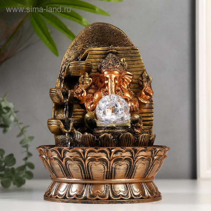 Фонтан настольный от сети, подсветка Фонтан настольный от сети, подсветка "Ганеша у скалы с водопадом" 28х20х20 см