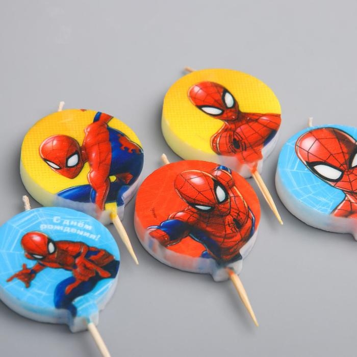 Свеча в торт набор, Человек-паук . 5 шт.