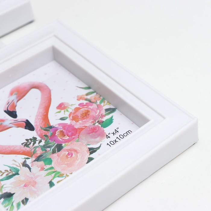 Фоторамка пластик на 6 фото 10х10, 10х15 см Фоторамка пластик на 6 фото 10х10, 10х15 см "Тюльпаны" белая 34х48 см