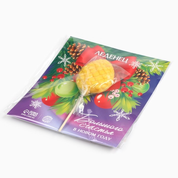 Новый год! Леденец на палочке, на открытке «Большого счастья», вкус апельсин, 24 г Новый год! Леденец на палочке, на открытке «Большого счастья», вкус апельсин, 24 г